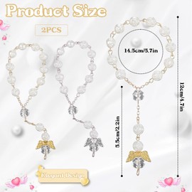 Mikqky Pack of 2 Guardian Angel Car, Rosary Car for Guardian Angel Pendant, Guardian Angel Gift, Gift Idea for Drivers, Hanging Decoration, Car Rosary for Guardian Angel (Golden)