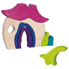 goki Evolution 58328 Wooden Fairy House, Wooden Play Set with Water-Based Colours, Promotes Motor Skills and Creativity in Preschool Children, Made in Europe, 20 cm x 3 cm x 26 cm, Set of 10, from 5
