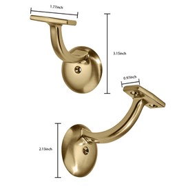 khtumeware 2 Pack Champagne Bronze Hand Rail Bracket Heavy Duty Hardware for Stairways, Home or Office Vintage Stair Support Handrail Brackets