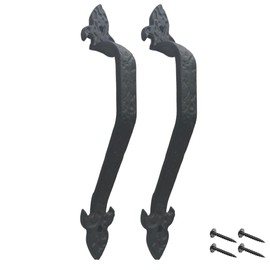 2-Pack 11 Inch Hammered Cast Iron Door Handle – Heavy-Duty Rustic Barn Door Pull for Gates, Sheds & Cabinets – Vintage Black Finish, Mounting Screws Included