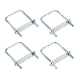 DTGN M6x50x80mm U Bolts Square Kit - 4Set - Carbon Steel U-Bolt Kit with Nuts, Washers, Frame Plate - Good for DN50 Pipe, Trailer, Automotive, Leaf Spring Fastener