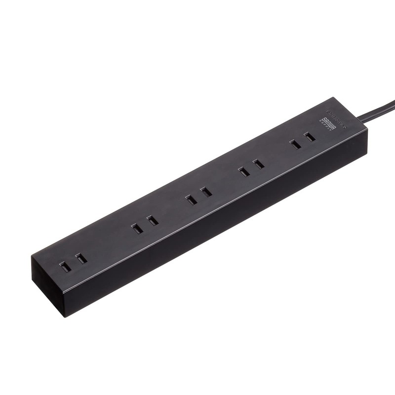 Sanwa Supply TAP-2210-2BK Power Strip, 10 Socks, 2P (6.6 ft
