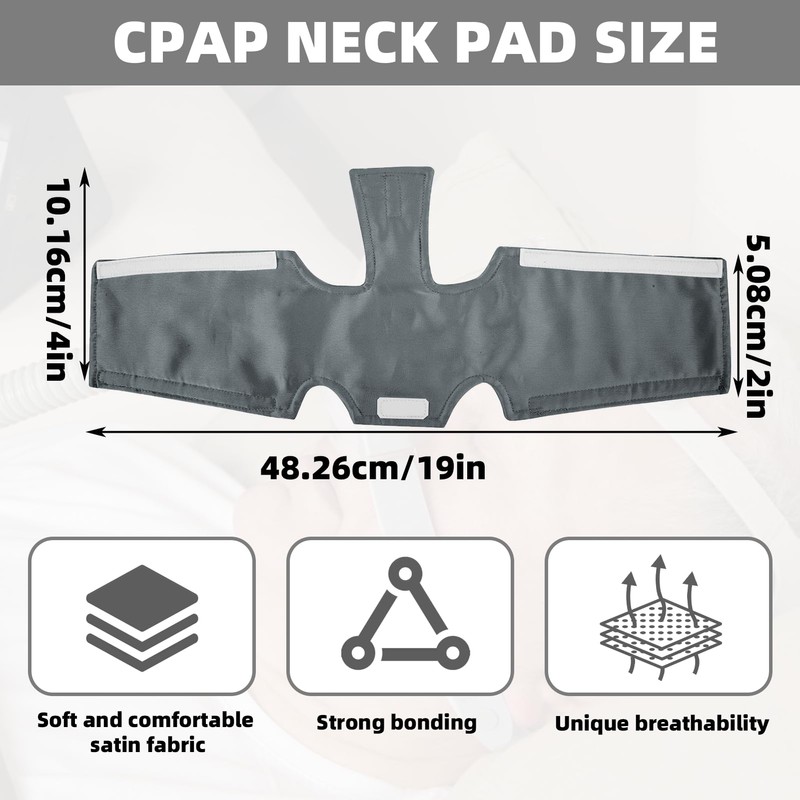 Silk CPAP Neck Pad for CPAP Headgear, Gray CPAP Strap