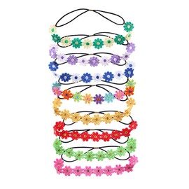 BIUDECO 8 pcs Cute Floral Headbands Elastic Flower Hair Accessories for Lightweight Comfortable Multi Color Headbands for All Occasions