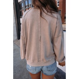 KevaMolly Womens Long Sleeve Tops Floral Peace Symbol Drop Shoulder Sweatshirt Crewneck Casual Pullover Top Goat XL