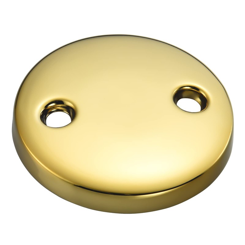 2 Hole Bathtub Overflow Plate, 3-3/16 Inches Diameter, Polished Brass