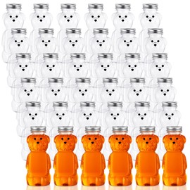Mifoci 36 Pcs 8 oz Plastic Honey Bear Bottle Bear Shape Clear Honey Container with Screw Top Lid Honey Bottle Squeeze Bear Shaped Jar Empty Honey Bear Cup for Juice Storing Dispensing