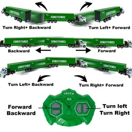 CALEST Remote Control Semi Truck with Trailer, 14" 1:48 Trailer Truck Toy, Equipped with 2 Rechargeable Batteries, Gifts Ideas for Boys Age 3-8 Year Old