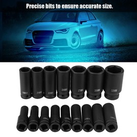 Hex Socket Set, Metric Allen Wrench Set, 16Pcs 1/2 Inch Drive Air Hex Bit Socket Set, Repair Tool Kit 10MM-32MM, Accurate, Versatile with Plastic Storage Box