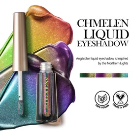 1Anglicolor Chameleon Eyeshadow,3 colours Liquid Metallic Changing Liquid Eyeshadow No Creasing Long-lasting Holographic Glitter Multichrome Eyeshadows (102)