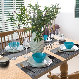 BIPASION Placemats, Placemats for Dining Table Set of 8, Heat-Resistant Washable PVC Table Mats for Kitchen Dining Room, Grey