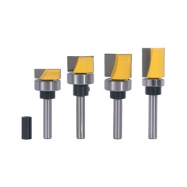 4PCs Pattern Flush Trim Router Bits 1/4 Inch Shank, Top Bearing Straight Cut Router Bit for Woodworking, Prevent Tear-Out, Cutting Length 1/4", 5/8", 7/16", 13/16"