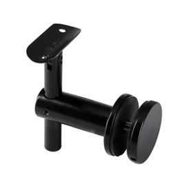 Stainless Steel 316 Grade Glass Mount Adjustable Handrail Bracket for Round Tube Suitable for 1/4” to 1-1/4” (6.5mm-32mm) Thickness Glass (Matt Black Finish)