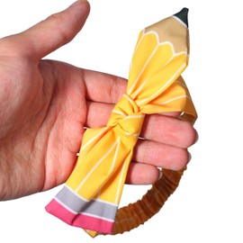 TEEVBVBV Back To School Headband Cute Yellow Pencil Headband for Girls Hair Bow Clips Hair Accessories for Teen Girls, School Bows Uniform for Student, Pencil Headband Yellow Headband