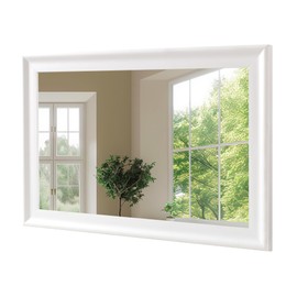 White Wood Mirror for Bathroom,Rectangle Rustic 30 x 40 inch Vanity Mirror for Wall,Wooden Wall-Mounted Hanging Mirror for Entryway,Bedroom or Living Room