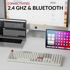 Keychron V6 Max Wireless Custom Mechanical Keyboard, 2.4 GHz Bluetooth 5.1 QMK Full-Size Layout with Hot-swappable Gateron Banana Switch RGB Backlight Compatible with Mac Windows Linux