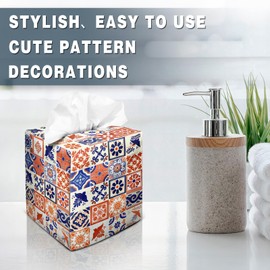 Funda de caja de pañuelos cuadrada de terciopelo decorativo para caja de pañuelos lindo y divertido cubeta, funda para caja de pañuelos mexicana de talavera
