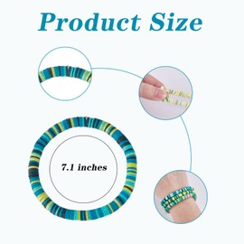 Ornaland 21 Pcs Heishi Surfer Bracelets Set Polymer Clay Heishi Beads Stretch Bracelets Multi-Layer Stackable Friendship Bracelets Bohemia Summer Beach Jewelry for Women, Green
