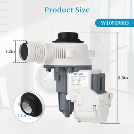 W10919003 W10775446 Washer Drain Pump for Whirlpool Kenmore Maytag Washing Machine Motor,Replace AP6038235 EAP11770076 PS11770076