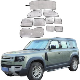 Car Front Windshield Sunshade &Car Full Window Shades for Land Rover Defender 90 110 130 2020-2024, UV Rays Sun Visor Protector,Auto Heat Shield Reflector Cover (for Full-Window Defender 110)