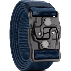 GEIT Tactical Belt,1.5" Nylon Web Stretch Belt-Military Hiking Rigger Work-Heavy Duty Quick Release Aluminum Buckle, Blue, Waist 30"-34" (Length41")