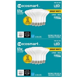 LED TECHNOLOGY EcoSmart 65-Watt Equivalent BR30 Dimmable LED Light Bulb Bright White (12-Pack), 12 Count (Pack of 1)