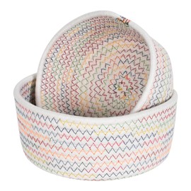 2er Set Aufbewahrungskorb Baumwollseil Geflochten Aufbewahrung Körbe Badezimmer Wickeltisch Zubehör Flechtkorb Organizer Organisations Baumwolle für Deko Kinderzimmer, Cremeweiss