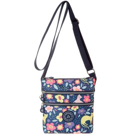 AOCINA Crossbody Purses for Women Lightweight Small Travel Bag Shoulder Purses and Handbags with Multi Zipper Pockets(Flower Cats)