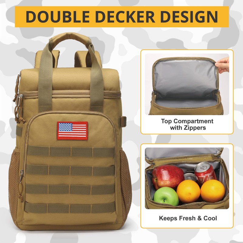 Tactical Backpack Cooler,Lunch Backpack for Men Work with Handle，Soft Cooler