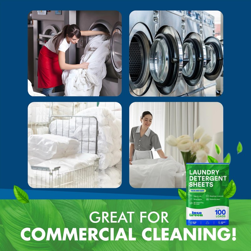 Eco Washer Sheets Detergent - 100 Loads, Zero Plastic Jugs,