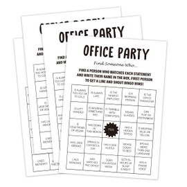 Qoqxjodd 30 Pack Minimalist Office Party Find Someone Who Game, Work Party Game, Team Meeting Game, Office Activities, Work Happy Hours Game for Coworkers - TM02