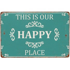 UEQIKI Vintage Porch Metal Tin Sign This is Our Happy Place Wall Decor Porch Decor for Home Bar Garden Farmhouse 8 x 12 Inch