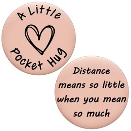 Pocket Hug Token Long Distance Relationship Keepsake Double Sided Hug Token with PU Leather Keychain (Distance Means So Little When You Mean So Much)