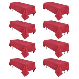 8 Pack Red Tablecloth 60 x 102 Inch Rectangular Tablecloths for 6 Foot Rectangle Tables, Wrinkle Resistant Red Table Cloth Washable Polyester Fabric Table Covers for Buffet Wedding Party Banquet