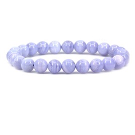 Keleny Natural A Grade Blue Lace Agate Gemstones 8mm Round Beads Crystal Stretch Bracelets 7 Inch Unisex