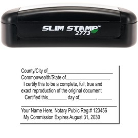 Customized Slim Pre-Inked Certified Copy Stamp Notary Stamp, Stamp Notary Public, Available in 5 Ink Colors, Easy to Carry