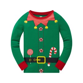 Kids Christmas Pajamas Boys Girls Elf Matching Pjs Striped Long Sleeve 100% Cotton Xmas Toddler Clothes Set 4t