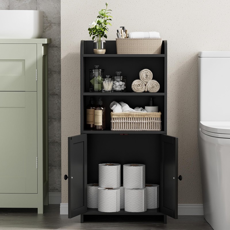 Homhedy Small Bathroom Storage Cabinet, Freestanding Toilet Paper Storage with