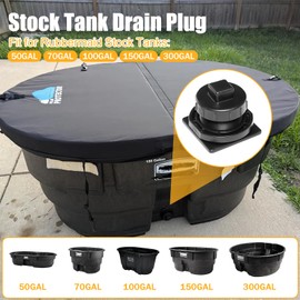 BREADEEP 1 Pack Stock Tank Drain Plug Fit for Rubbermaid Commercial 50 70 100 150 300 Gallon Stock Tanks, Stock Tank Plug Fit for Rubbermaid Stock Tank - Black