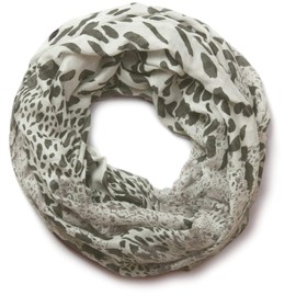 styleBREAKER leopard print scarf loop tube 01017009, color:grey