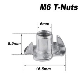 Gasea 100pcs M6 x 8mm T-Nuts 4 Pronged Zinc Plated Tee Nuts Threaded Insert for Woodworking, Furniture Leg, Rock Climbing Holds