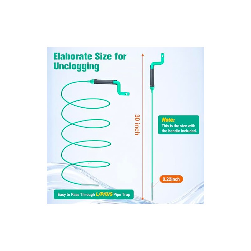 30-Inch Hair Clog Remover Tool - Plumbing Snake Auger