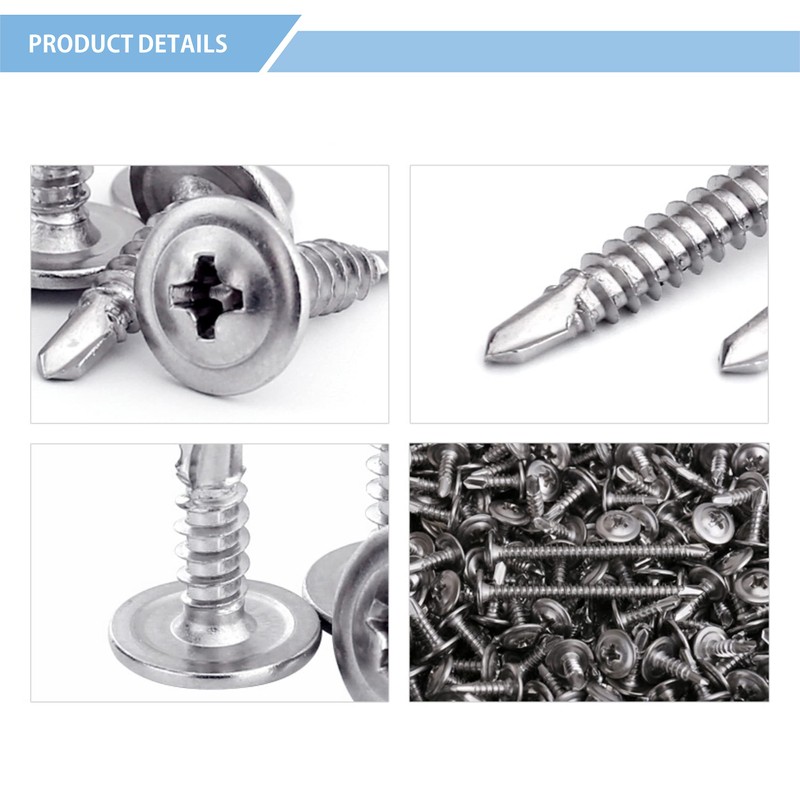 Jetovo 150 Pack 410 Stainless Steel Wafer Head Phillips Self