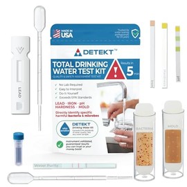 #1 Total Drinking Water Test Kit – Made in USA – Tap Water Well Water Quality by Detekt – Test for Lead, Bacteria, Mold, Heavy Metals, pH & Other