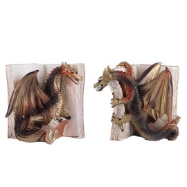 Dragon Bookends Resin Statue Home Office Decoration Great Ideas (1 Pair)