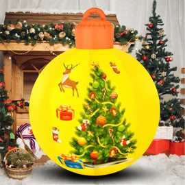 YUEWO 47.2" Light Up Inflatable Christmas Ball Giant Inflatable Ornaments Outdoor Large Xmas Ball Inflatable Christmas Blow Up Yard Decorations for Outside Holiday Yard Lawn Porch Decor (Yellow)