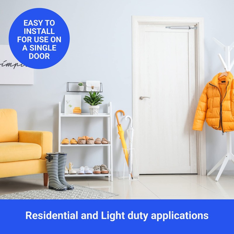 FORTSTRONG Silver Pneumatic Screen Door Closer, Hold Open | Storm