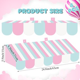 Jetec 4 Pcs Circus 3D Awning Wall Decorations and 8 x 5 ft Brick Wall Ice Cream Backdrop Decor for Ice Cream Circus Theme Party Carnival Background Decorations Favors(Pink)
