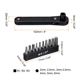 HARFINGTON Right Angle Screwdriver 4" 90 Degree Magnetic Mini Ratchet Wrench Ratcheting Screwdriver Set with 10pcs Hex Square Bits