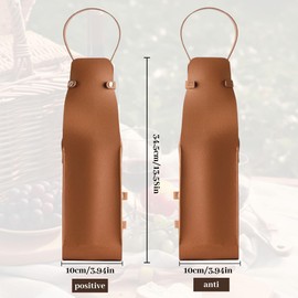 Caliee Wine Gift Bag, PU Leather Wine Bag Single Bottle Brown Wine Tote Bag Reusable Wine Bags for Travel, Birthday, Party, Restaurant